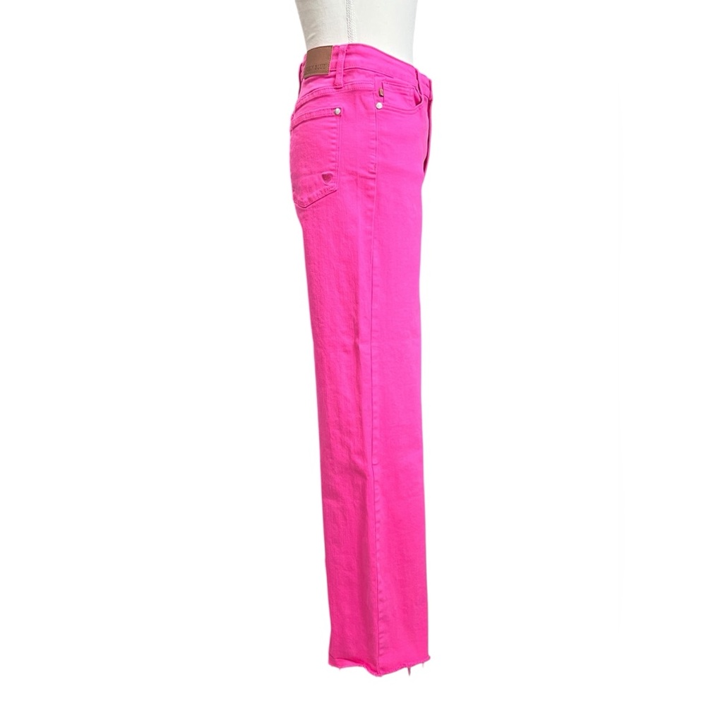 Judy Blue Magenta 90’s Straight Leg Jeans Raw Hem Size 7/28 Heart Pocket - Picture 6 of 16